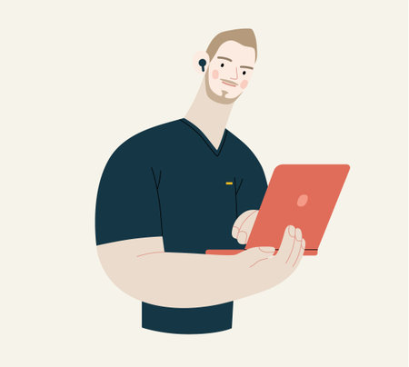 People portrait - Student -Modern flat vector concept illustration of a young male student,...