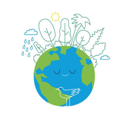 Ecology - Earth day -Modern flat vector concept illustration of a globe plated by trees. Creative landing web page illustartionのイラスト素材