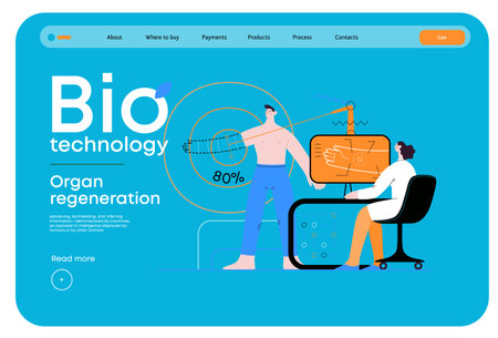 Bio Technology, Organ regeneration -modern flat vector concept illustration of a hand regenerating, futuristic technology. Metaphor of regenerative medicine and the bodys ability to self-repairのイラスト素材