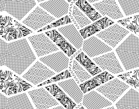 Texture in the modern style of the geometric shapes. Trendy collage seamless pattern.の写真素材