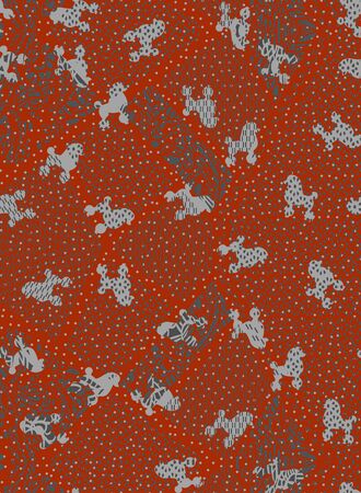 Black dogs on red background.の写真素材