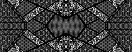 Texture in the modern style of the geometric shapes. Trendy collage pattern. Black and white color.の写真素材