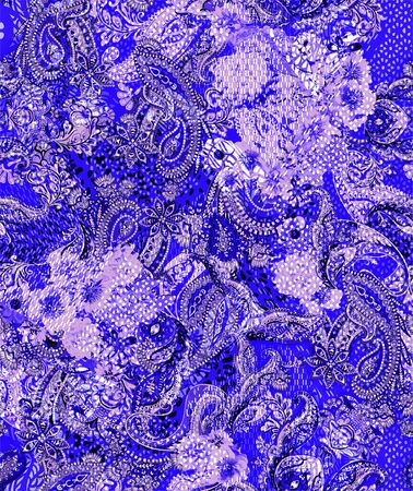 Flowers, paisley and leopard skin. Seamless pattern.の写真素材
