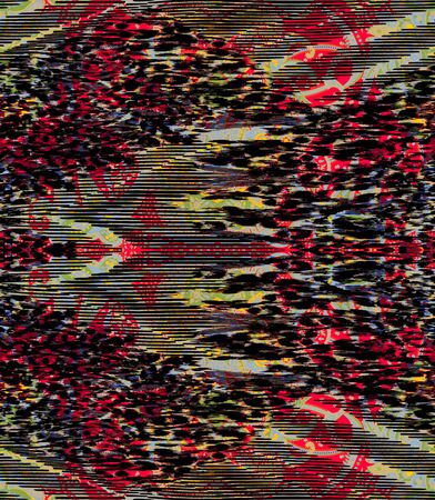 Paisley with animal skin pattern. Vintage background in batik style.の写真素材