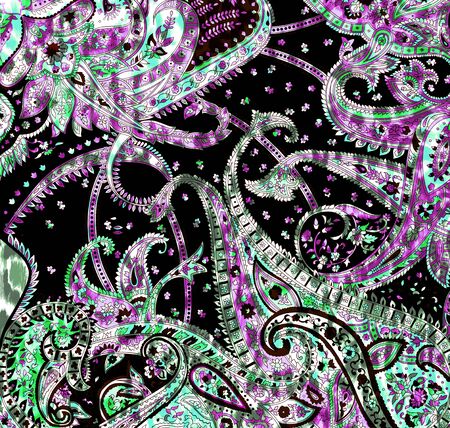 Traditional oriental paisley pattern. Floral wallpaper. Decorative ornament for fabric, textile, wrapping paper.の写真素材