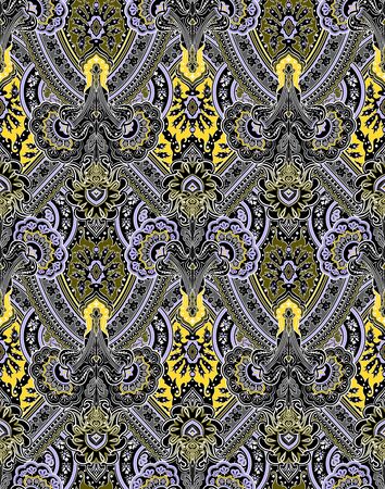 Seamless contrast pattern with ornate paisleyの写真素材