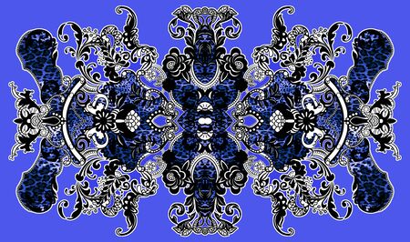 Paisley with animal skin pattern. Vintage background in batik style.の写真素材