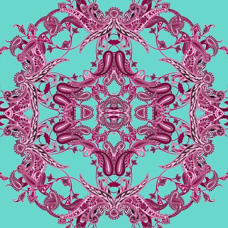 Indian Traditional paisley pattern. Multicolor bright background.の写真素材