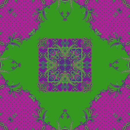 Paisley pattern. Indian rug paisley ornament pattern. Multicolor illustration.の写真素材