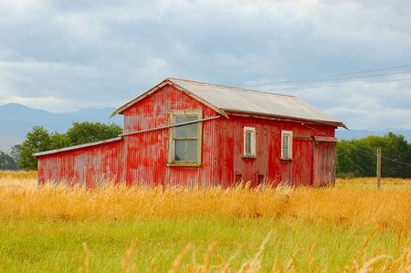 Old red barn -shearing shedの写真素材