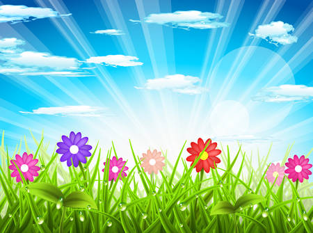 illustration of spring landscape.のイラスト素材