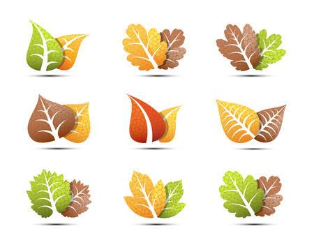 Vector illustration of leaves icons.のイラスト素材