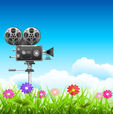 Filming in the nature. Vector illustration. のイラスト素材