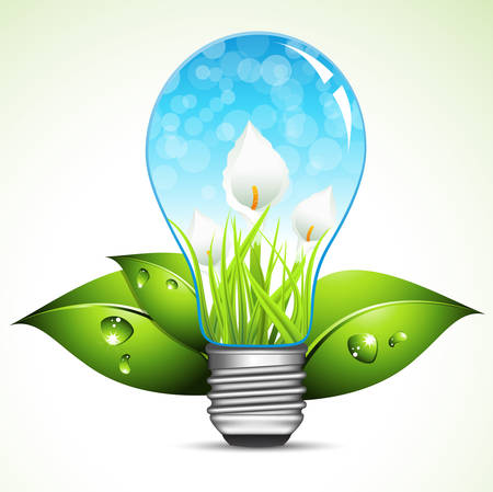 Eco concept with bulb. Vector illustration.のイラスト素材