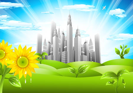 Vector illustration of abstract city concept.のイラスト素材