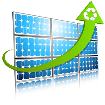 Vector illustration of Eco concept with solar panel. のイラスト素材