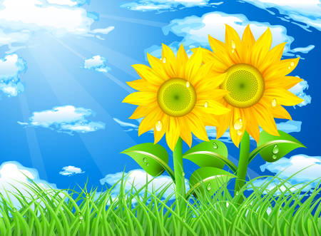 Vector illustration of spring landscape.のイラスト素材