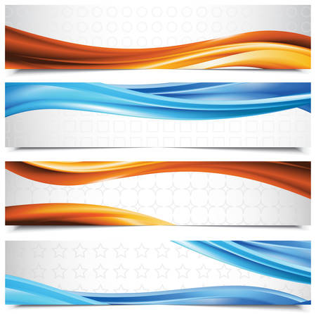 Vector set of four abstract wavy banners.のイラスト素材