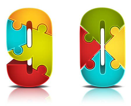 Vector illustration of numbers made of puzzle.のイラスト素材