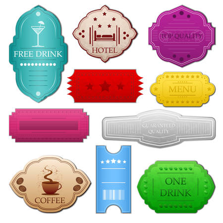 Set of ten different vintage tickets. Each ticket is grouped and layered. Each layer named.のイラスト素材