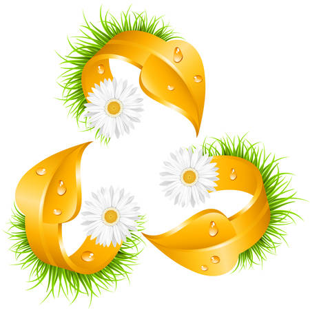 Vector illustration of eco concept with recycle sign made of leaves. のイラスト素材