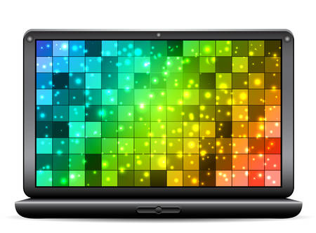 Vector illustration of laptop with abstract background.のイラスト素材