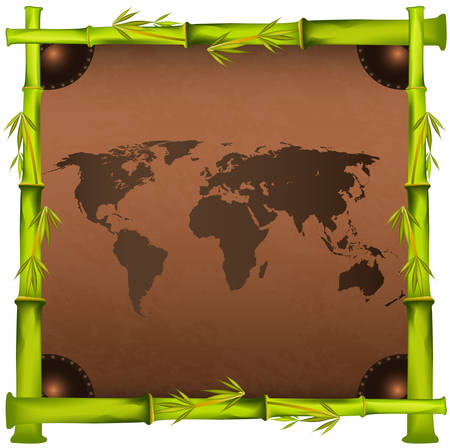 Bamboo frame with map in the middle. Vector illustration.のイラスト素材
