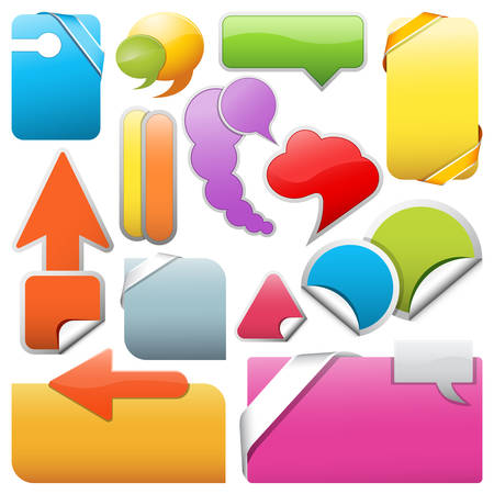 Collection of stickers, different shapes and colors.Vector illustration.のイラスト素材