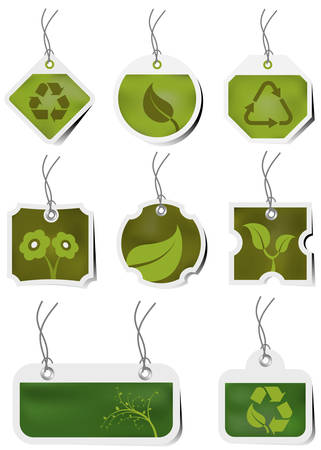Vector set of Eco recycling tagsのイラスト素材