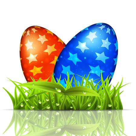 Vector illustration of Easter eggs and grass.のイラスト素材
