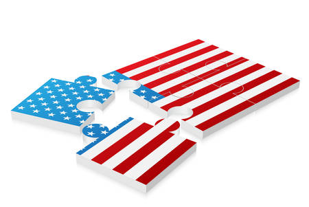 Vector illustration of USA flag made of puzzle. のイラスト素材