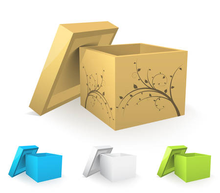 Vector set of different colored boxes. のイラスト素材