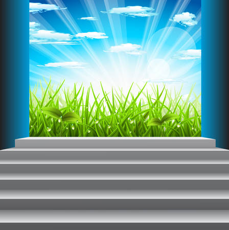 Vector illustration of spring landscape. のイラスト素材