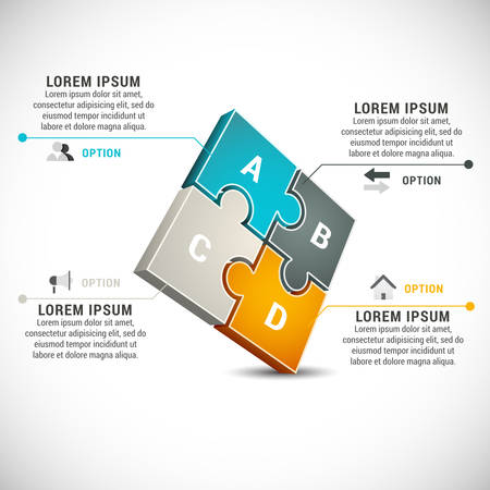 illustration of business infographics made of puzzle.のイラスト素材