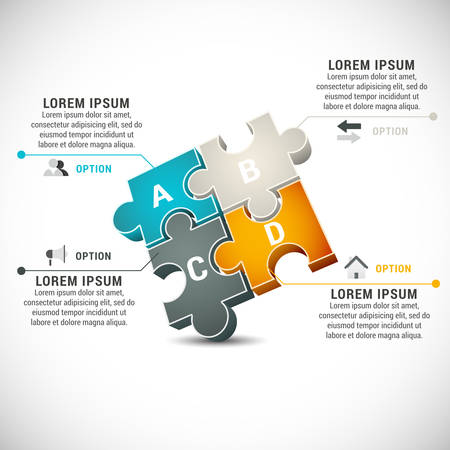 illustration of business infographics made of puzzle.のイラスト素材