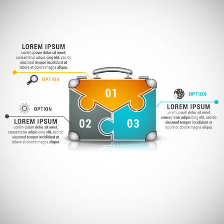 illustration of business infographic made of suitcase. のイラスト素材