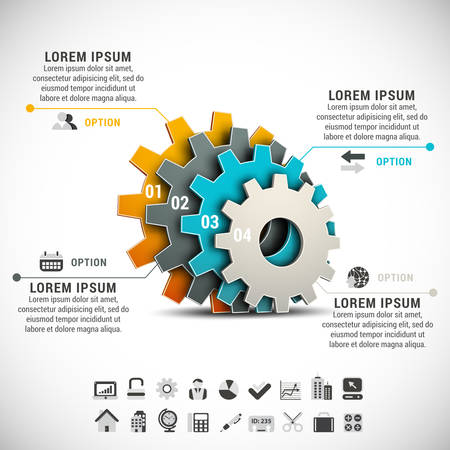 illustration of business infographic made of gears. のイラスト素材