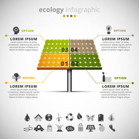 Vector illustration of ecology infographic made of solar panel.のイラスト素材