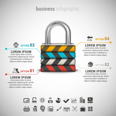 illustration of business infographic made of padlock.のイラスト素材