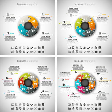Vector illustration of business infographics made of puzzle.のイラスト素材
