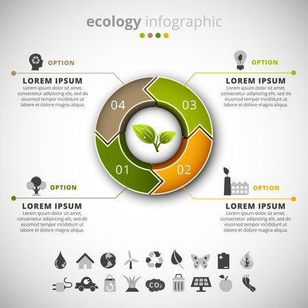 Vector illustration of ecology infographic made of arrows.のイラスト素材