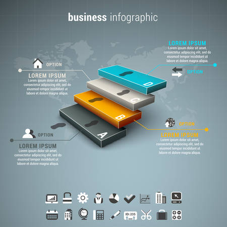 Vector illustration of business infographic made of stairs.のイラスト素材