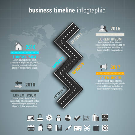 Vector illustration of business timeline infographic made of road.のイラスト素材
