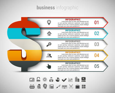 Vector illustration of business infographic made of dollar.のイラスト素材