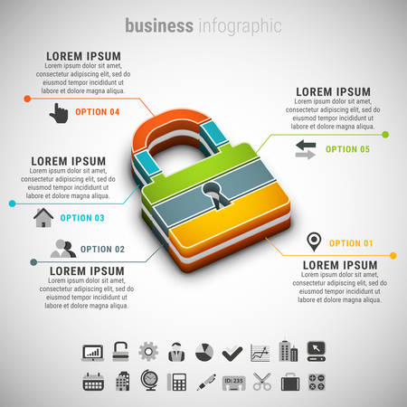 Vector illustration of business infographic made of padlock.のイラスト素材