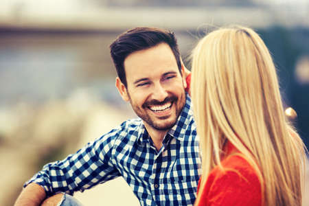 Young couple enjoying city.の写真素材