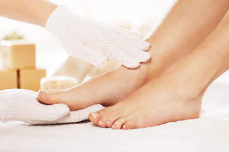 Foot care treatment in spa. の写真素材