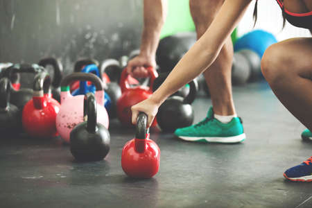 Ready for training by kettlebell. の写真素材