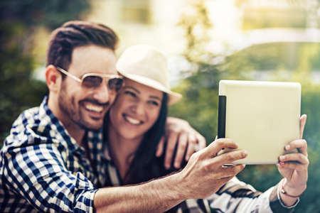 Young people having fun in the park.の写真素材