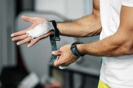 Young athlete man is preparing for training.の写真素材